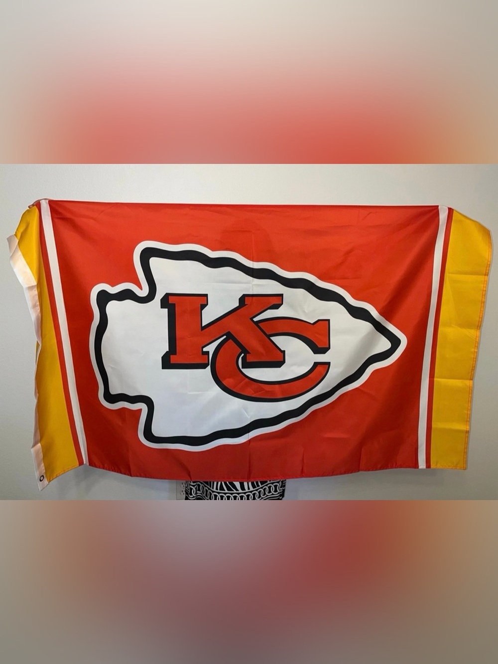 Kansas City Chiefs Football 3x5 Flag Banner Arrowhead Logo Red Yellow